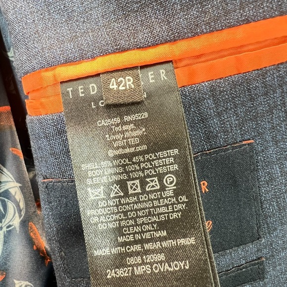 Ted Baker London Endurance Wool Blend Blue Modern Fit Two Button Blazer 42R - Picture 8 of 11